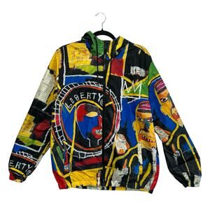 Jean-Michel Basquiat Members Only Full Zip Windbreaker Jacket Men's Sz M Artsy